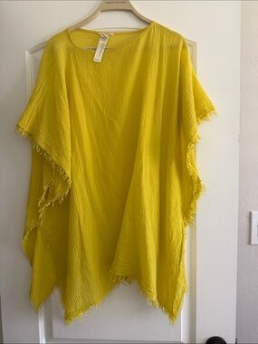 Eileen Fisher Bright Yellow Fringed Tunic